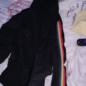 Rainbow striped hoodie zip up